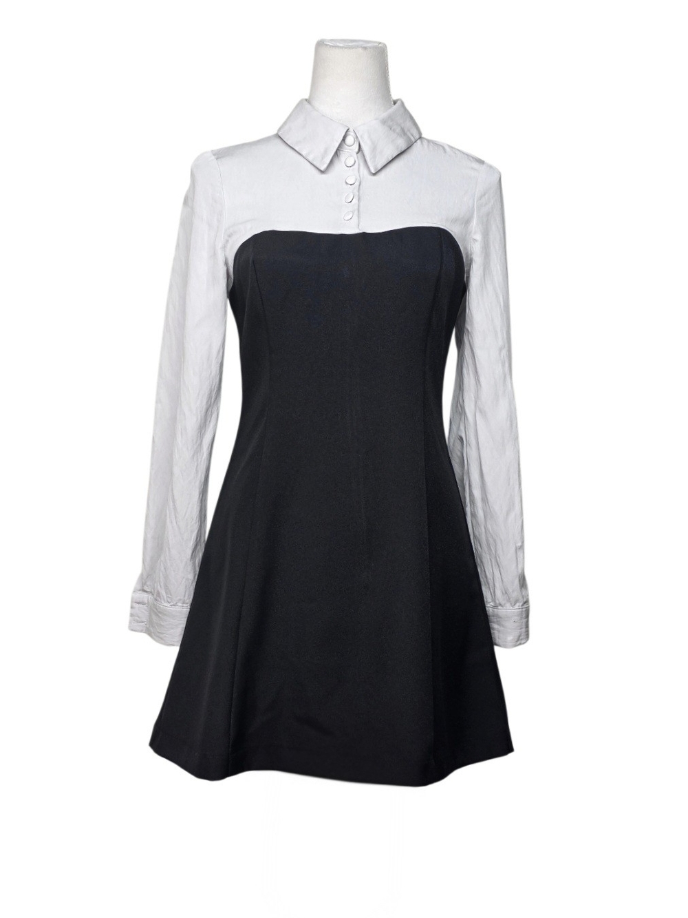 Rare London Black Dress with White, Mock Tuxedo Dress Size 4